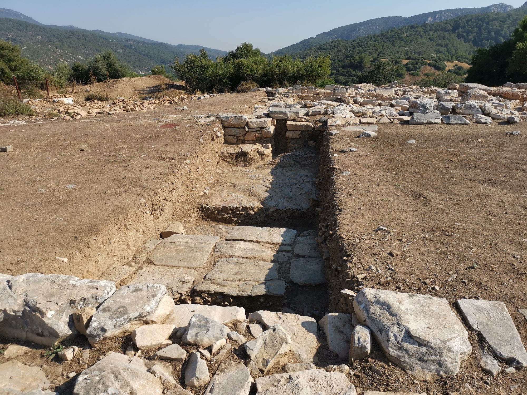 Newly excavated area between the Central Agora and the heroon of Notion, July 2025