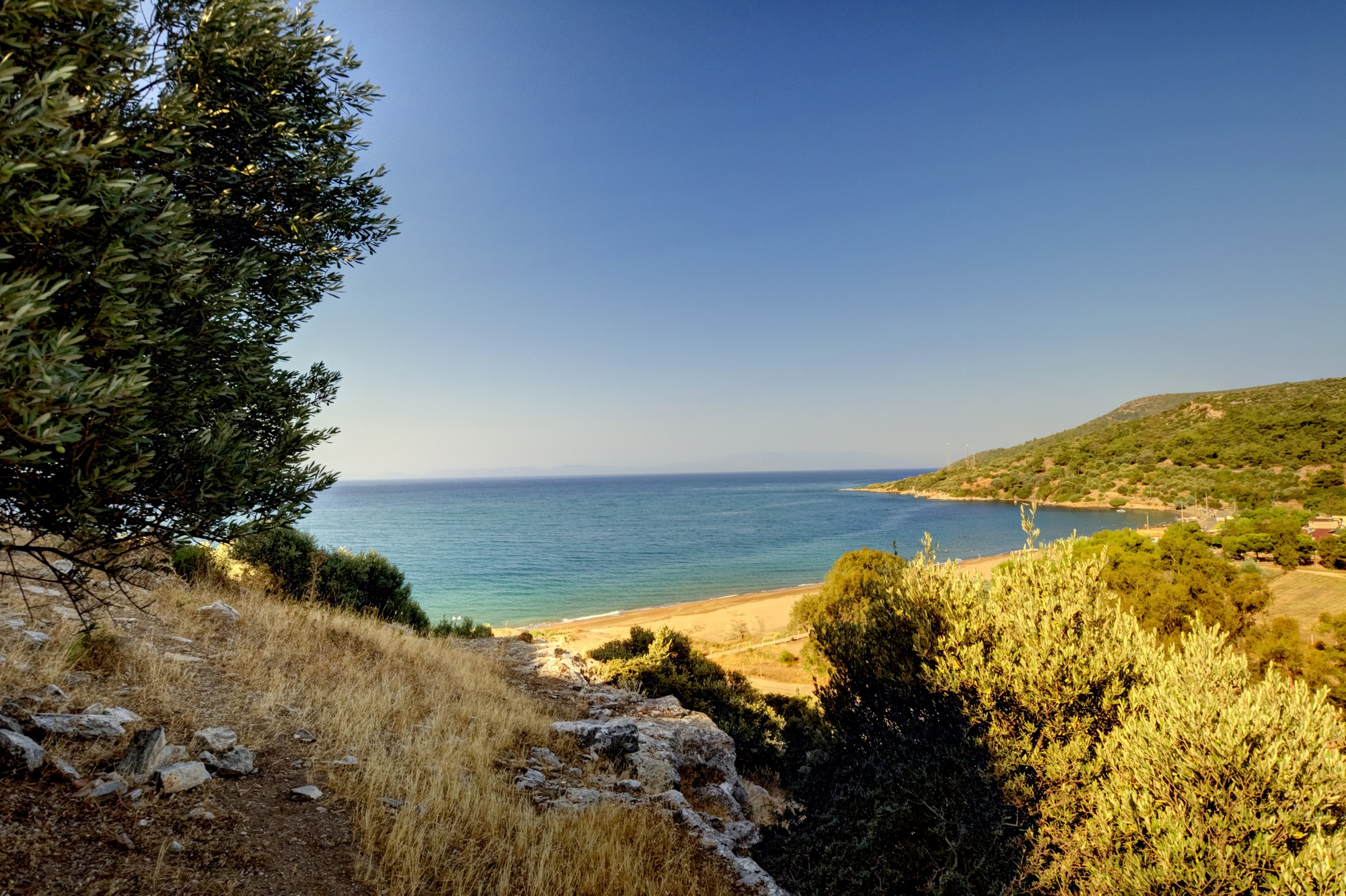 The view from the western hill of Notion towards the Aegean Sea, July 2025